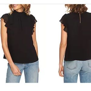 1.State Flutter Sleeve Mock Neck Blouse